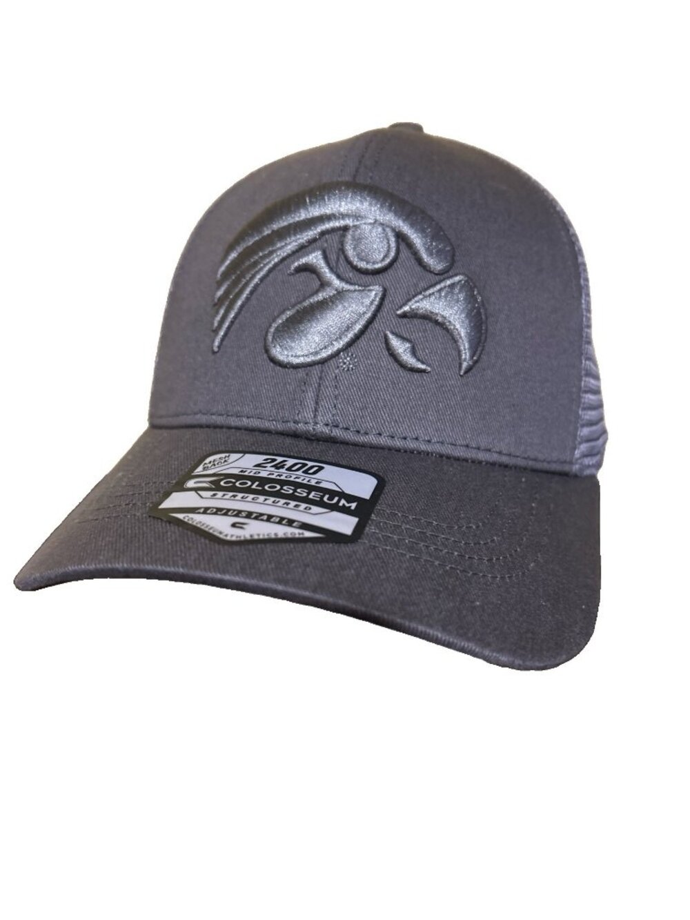 NEW Iowa Hawkeyes Gray Embroidered Mesh Colosseum Trucker Snapback Cap Hat OS